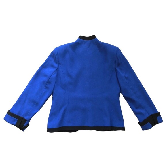 Vintage Zelda Womens Contrast Trim Tailored Blazer Jacket Blue Black 12 Large L - Picture 6 of 13